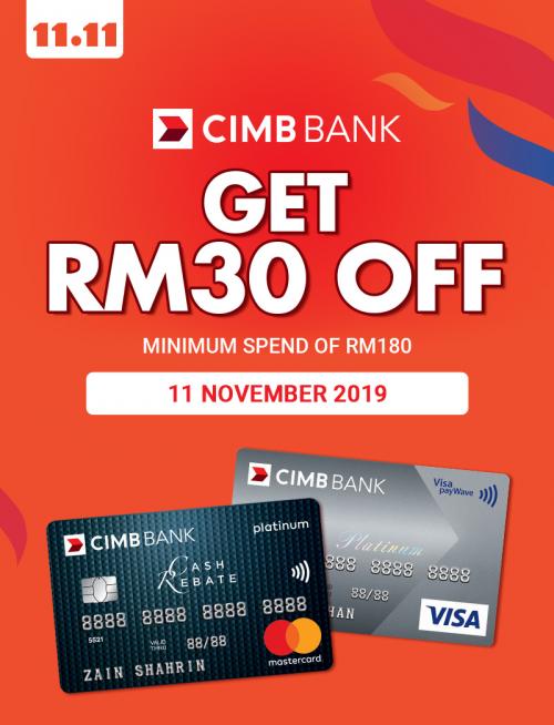 Shopee 11.11 Sale RM30 OFF Promotion With CIMB Cards (11 November 2019)