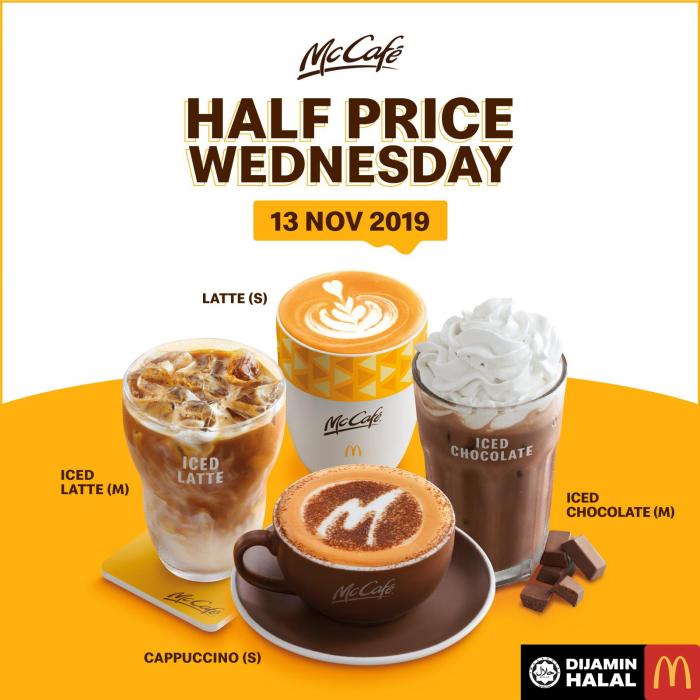 McDonald's McCafe Half Price Wednesday Promotion (13 November 2019)