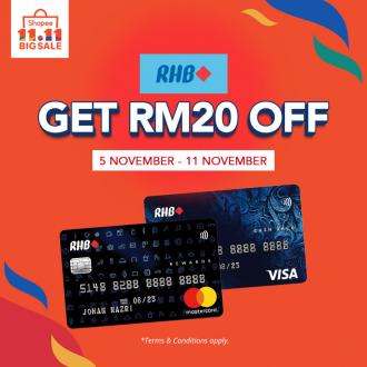Shopee 11.11 Sale RM20 OFF Promotion With RHB Cards (5 Nov 2019 - 11 Nov 2019)