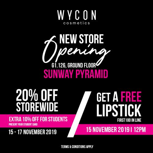 WYCON Cosmetics Sunway Pyramid Opening Promotion (15 November 2019 - 17 November 2019)