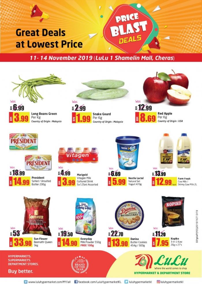 LuLu Hypermarket 1 Shamelin Cheras Price Blast Deals Promotion (11 November 2019 - 14 November 2019)