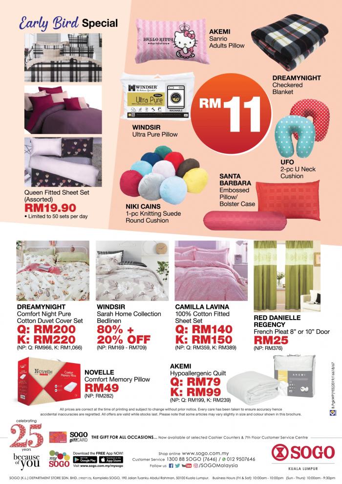 SOGO Kuala Lumpur Bedding Clearance Sale Promotion (11 November 2019 - 22 November 2019)