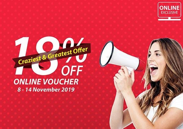 CARiNG eStore Online 11.11 Sale 18% OFF Voucher Promotion (8 November 2019 - 14 November 2019)
