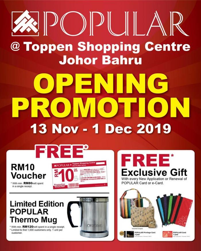 POPULAR Toppen Shopping Centre Opening Promotion (13 November 2019 - 1 December 2019)