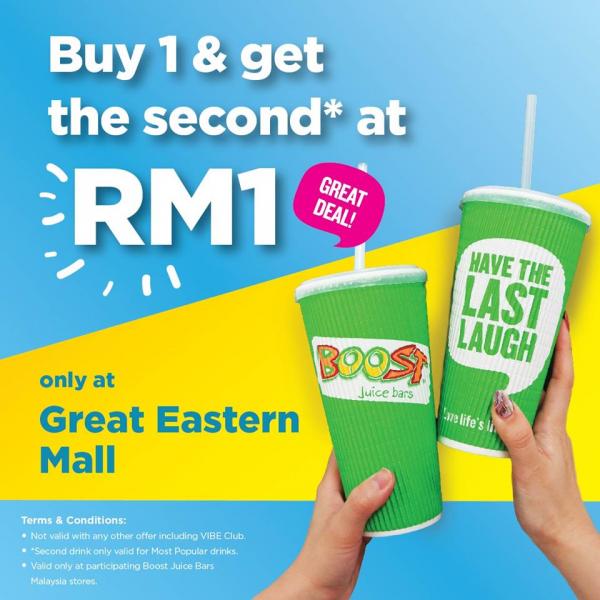 Boost Juice Bars Great Eastern Mall RM1 2nd Boost Promotion (12 November 2019)