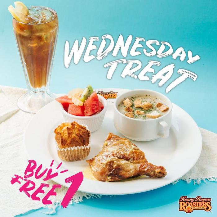 Kenny Rogers ROASTERS Wednesday Treat Buy 1 FREE 1 Garlic Butter Chicken & Soup Meal + Ice Lemon Tea (13 November 2019)