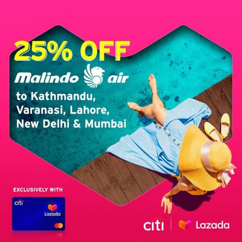 Malindor Air Flight 25% OFF Promotion With Lazada Citi Credit Card (every Tuesday)