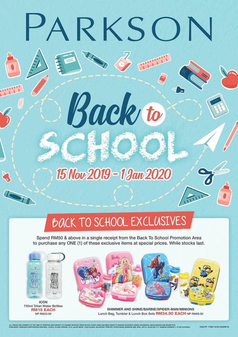Parkson Back to School Promotion Catalogue (15 November 2019 - 1 January 2020)