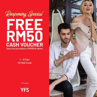 YFS IOI Kulai ReOpening Promotion FREE RM50 Cash Voucher (1 December 2019 - 15 December 2019)