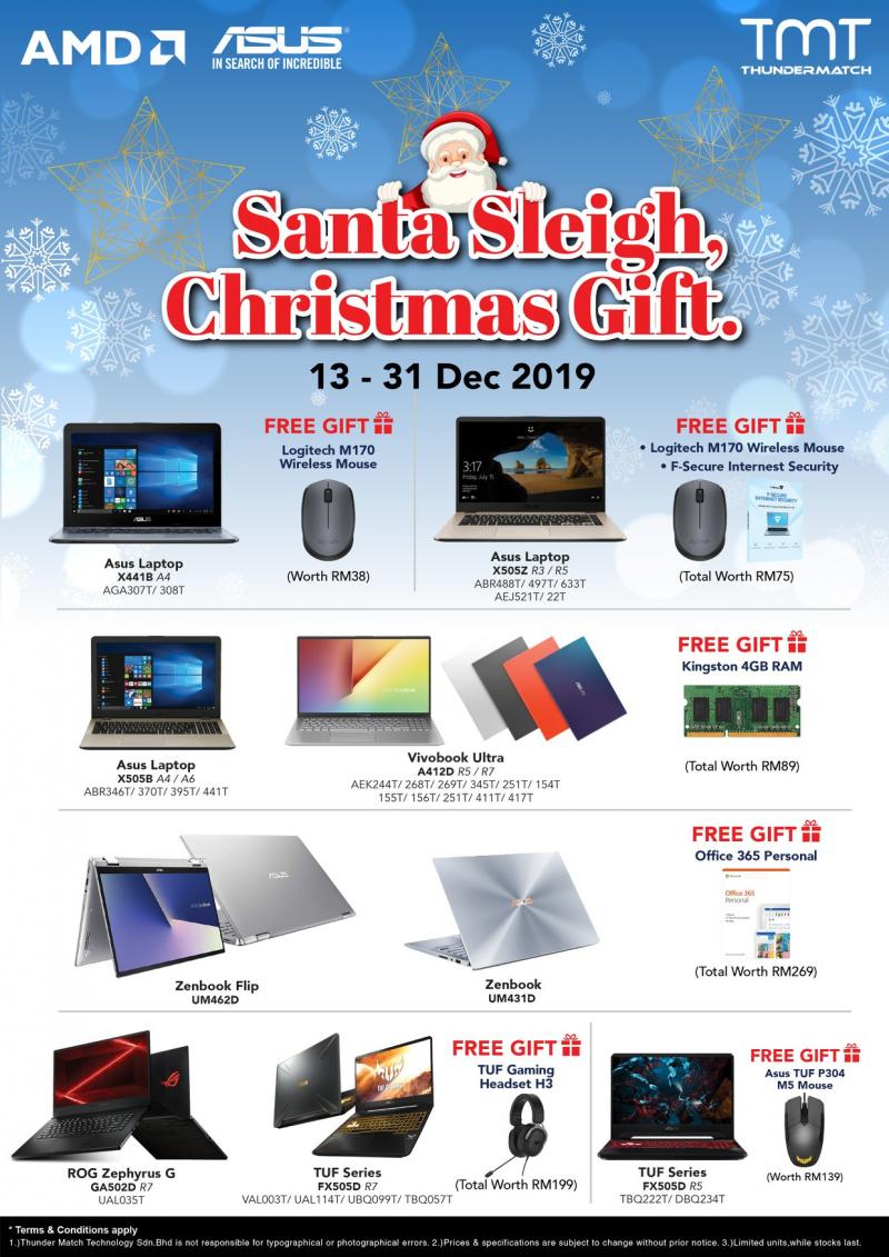 TMT (Thundermatch) Asus Laptop Christmas Promotion (13 December 2019 - 31 December 2019)