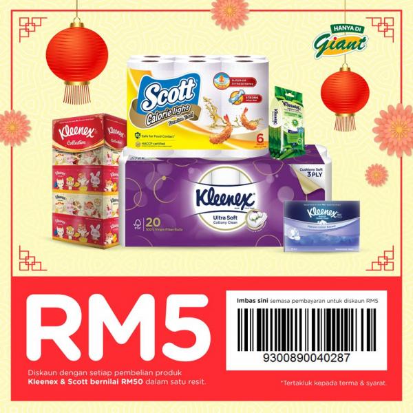 Giant Kleenex & Scott RM5 OFF Promotion (18 December 2019 - 1 January 2020)