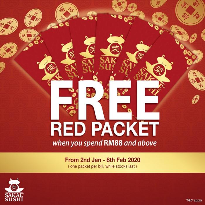 Sakae Sushi Chinese New Year Promotion FREE Red Packet (2 January 2020 - 8 February 2020)