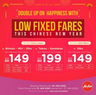 AirAsia CNY Balik Kampung Low Fixed Fares Promotion (valid until 30 January 2020)