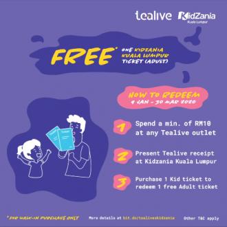 Tealive FREE KidZania Adult Ticket Promotion (9 January 2020 - 30 March 2020)