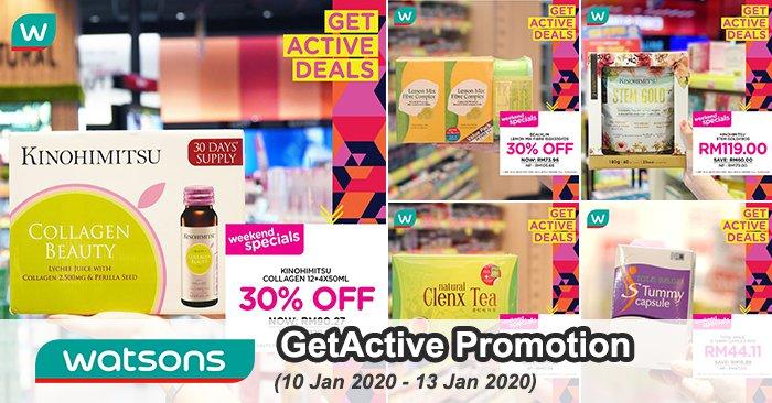 Watsons GetActive Promotion Up To 30% OFF (10 Jan 2020 - 13 Jan 2020)