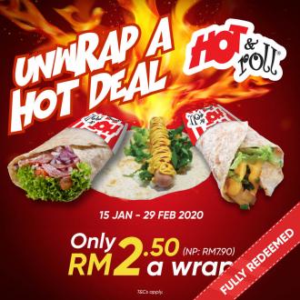 Hot & Roll RM2.50 a Wrap Promotion With Touch 'n Go eWallet (15 January 2020 - 29 February 2020)