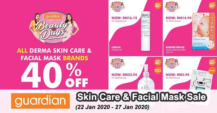 Guardian Derma Skin Care & Facial Mask Sale 40% OFF (22 Jan 2020 - 27 Jan 2020)