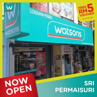 Watsons Sri Permaisuri Opening Promotion FREE RM5 Voucher (22 Jan 2020 - 27 Jan 2020)