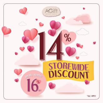 AGift Valentine's Day Promotion Storewide 14% Discount (27 Jan 2020 onwards)