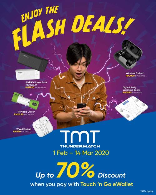 TMT (Thundermatch) Promotion Up To 70% OFF With Touch 'n Go eWallet (1 February 2020 - 14 March 2020)