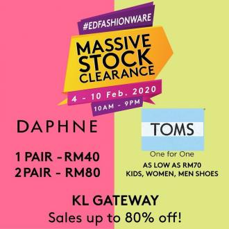 Daphne & Toms Massive Stock Clearance Sale Up To 80% OFF at KL Gateway (4 February 2020 - 10 February 2020)