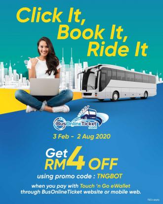 BusOnlineTicket RM4 OFF Promotion With Touch 'n Go eWallet (3 February 2020 - 2 August 2020)