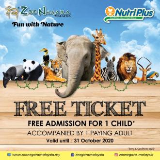 NutriPlus FREE Zoo Negara Child Ticket Promotion (valid until 31 October 2020)