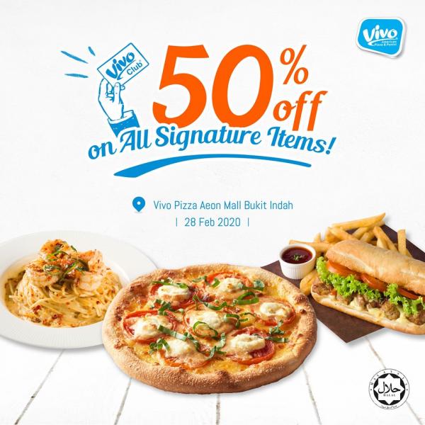 Vivo Pizza AEON Bukit Indah Vivo Day's Promotion 50% OFF (28 February 2020)
