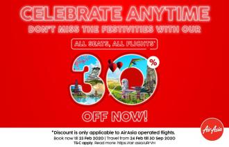AirAsia 30% OFF Promotion (valid until 23 February 2020)
