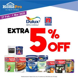 HomePro Dulux & Nippon Paint Promotion Extra 5% OFF (27 February 2020 - 1 March 2020)