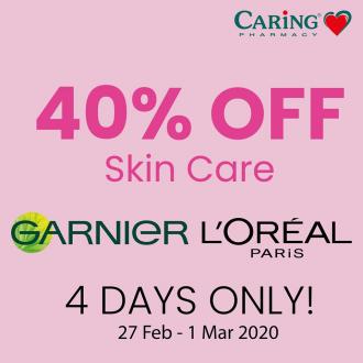 CARiNG PHARMACY Garnier and Loreal Skin Care Products Promotion 40% OFF (27 Feb 2020 - 1 Mar 2020)