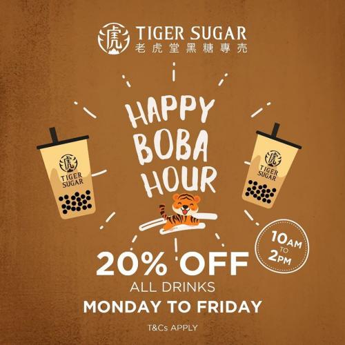 Tiger Sugar Happy Boba Hour Promotion 20 OFF (Monday Friday)