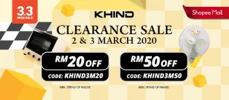 Khind 3.3 Clearance Sale on Shopee (2 March 2020 - 3 March 2020)