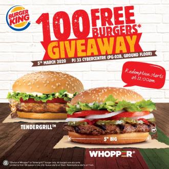 Burger King PJ 33 Opening Promotion FREE Burgers (5 Mar 2020)