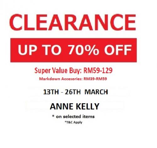 Anne Kelly Clearance Sale Up To 70% OFF at Isetan KLCC (13 March 2020 - 26 March 2020)