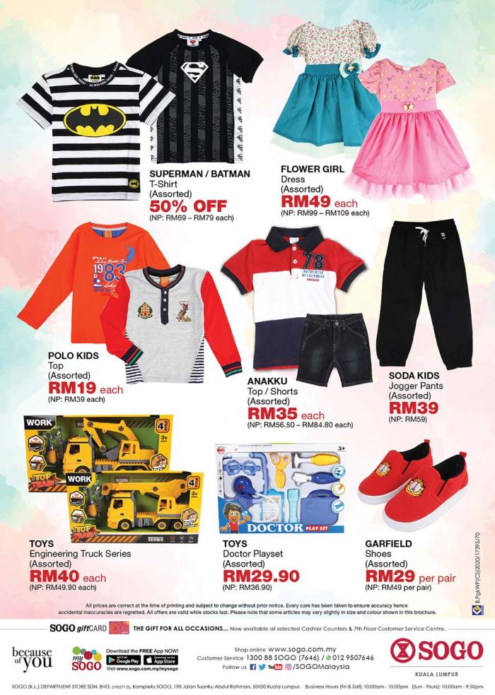 SOGO Kuala Lumpur Children's Hot Deals Promotion (13 March 2020 - 22 March 2020)