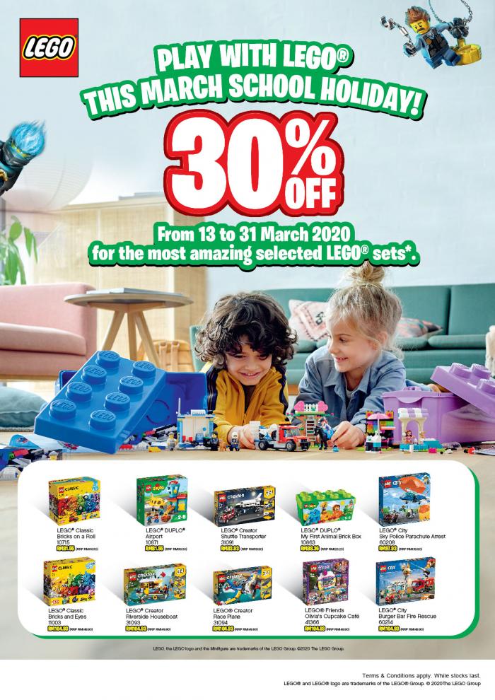 Isetan Lego School Holiday Promotion 30% OFF (13 March 2020 - 31 March 2020)