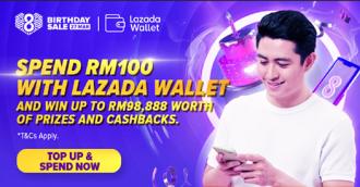 Lazada Wallet Win Up To RM98,888 Worth of Prizes and Cashback Promotion (23 March 2020 - 26 March 2020)