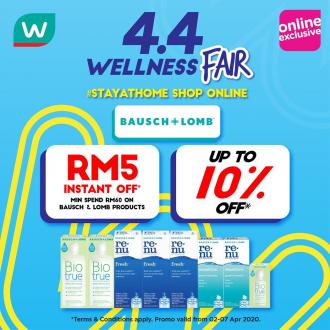 Watsons 4.4 Wellness Fair Bausch+Lomb RM5 OFF Promotion (2 Apr 2020 - 7 Apr 2020)