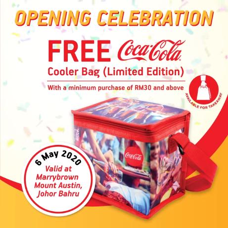 Marrybrown Mount Austin Johor Bahru Opening Promotion FREE Coca-Cola Coller Bag (6 May 2020)