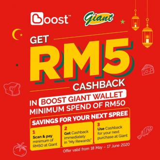 Giant RM5 Cashback Promotion Pay with Boost (18 May 2020 - 17 June 2020)