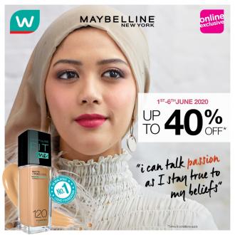 Watsons Online Maybelline Cosmetics Promotion Up To 40% OFF (1 June 2020 - 6 June 2020)