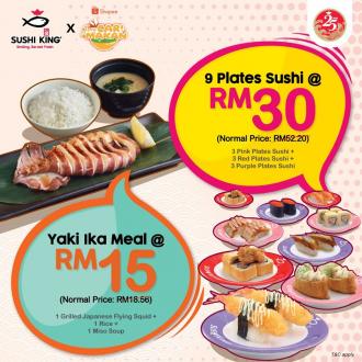 Sushi King 9 Plates Sushi @ RM30 Promotion on Shopee (8 Jun 2020 onwards)