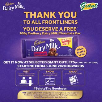 Giant FREE Cadbury Dairy Milk Chocolate for Frontliners (8 June 2020 onwards)