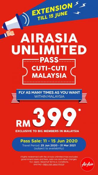 AirAsia Unlimited Pass Promotion only RM399 (11 June 2020 - 15 June 2020)