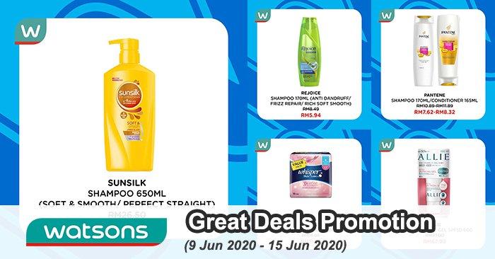 Watsons Great Deals Promotion Up To 50% OFF (9 Jun 2020 - 15 Jun 2020)