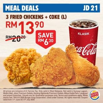 Burger King 3 Fried Chickens + Coke for RM13.90 Promotion (11 Jun 2020 - 17 Jul 2020)