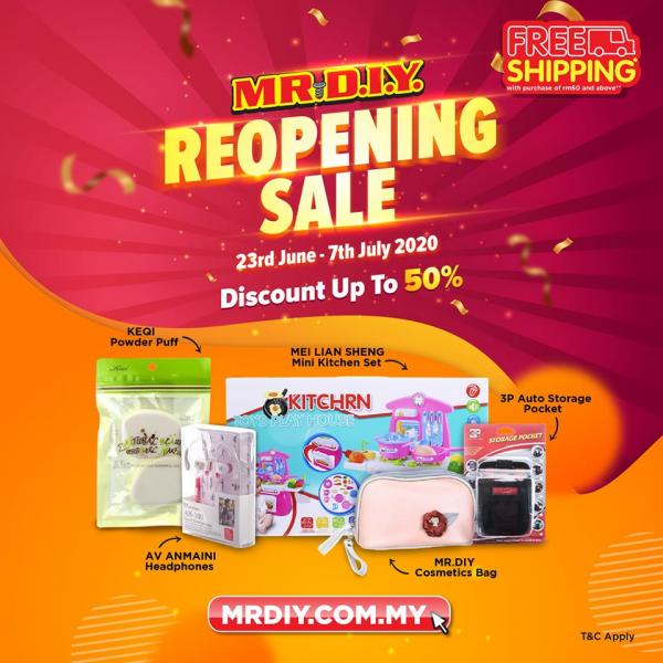 MR DIY Online ReOpening Sale Discount Up To 50% (23 June 2020 - 7 July 2020)