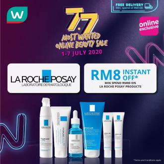 Watsons La Roche Posay 7.7 Most Wanted Online Beauty Sale RM8 Instant OFF (1 July 2020 - 7 July 2020)