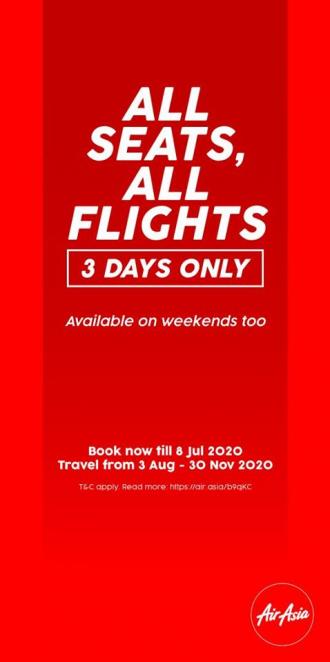 AirAsia RM88 & RM208 Fixed Fare Promotion (6 July 2020 - 8 July 2020)